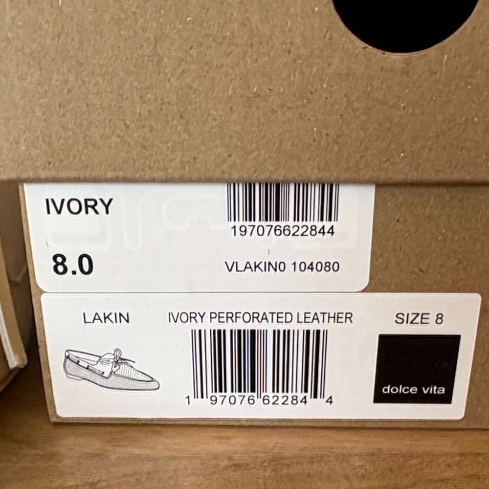 Dolce Vita Ivory Perforated Leather Loafers - Picture 2 of 7